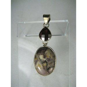 Pendant ONLY Women's Silver Stone Red Pink 2 Tall Inch Jewelry